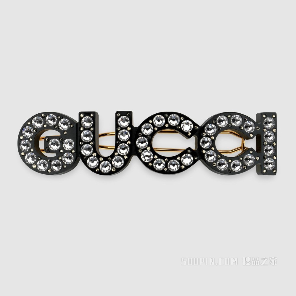 水晶“Gucci”发夹 金色调金属
