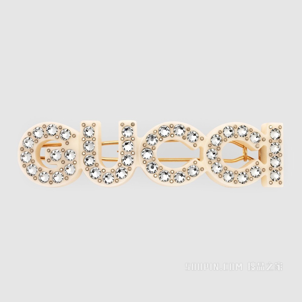 水晶“Gucci”发夹 金色调金属