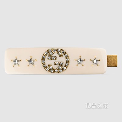 水晶互扣式双G发夹 象牙白树脂