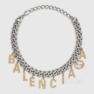 The Hacker Project系列饰Balenciaga手写体标识颈圈 钯金色调金属