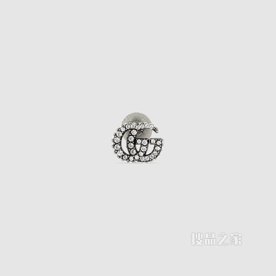 水晶双G胸针 钯金色效果