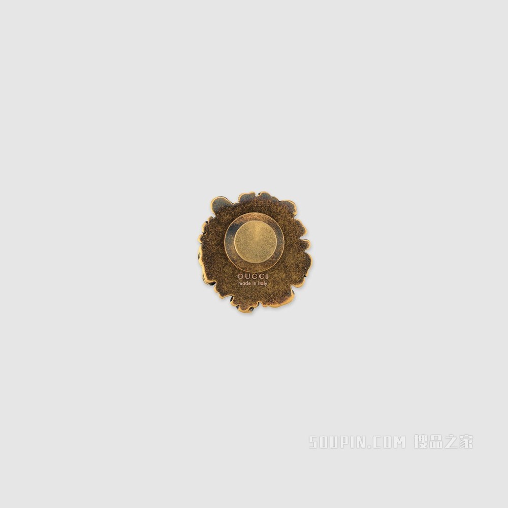 狮头胸针 做旧金色效果