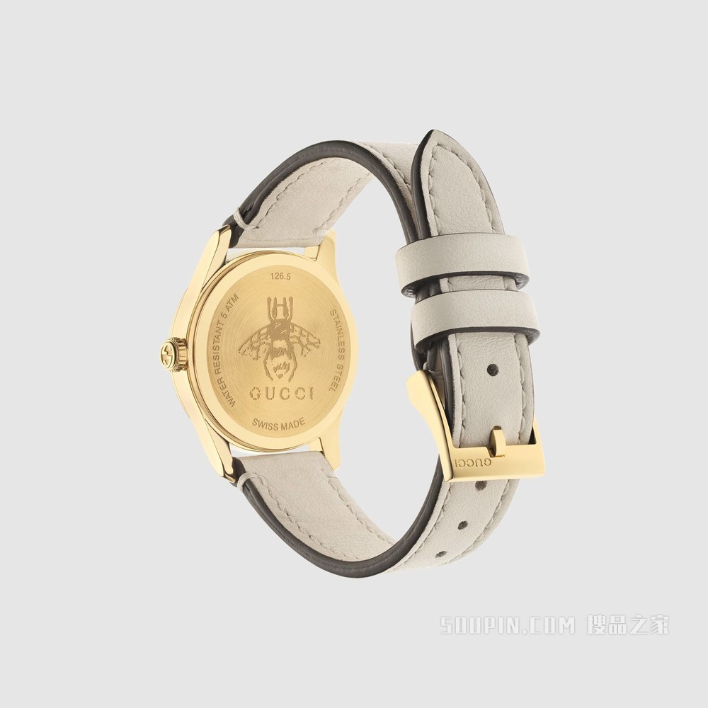 G-Timeless 系列腕表，27 毫米 白色皮革