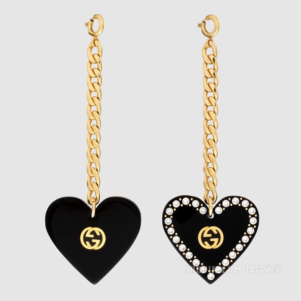 心型吊坠猫眼造型太阳眼镜 金色金属