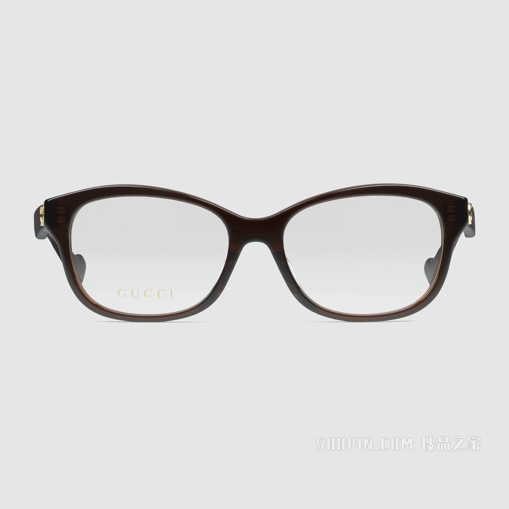 贴合设计镜框光学眼镜 棕色醋纤