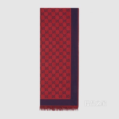 双G提花棉质披肩 红色和蓝色