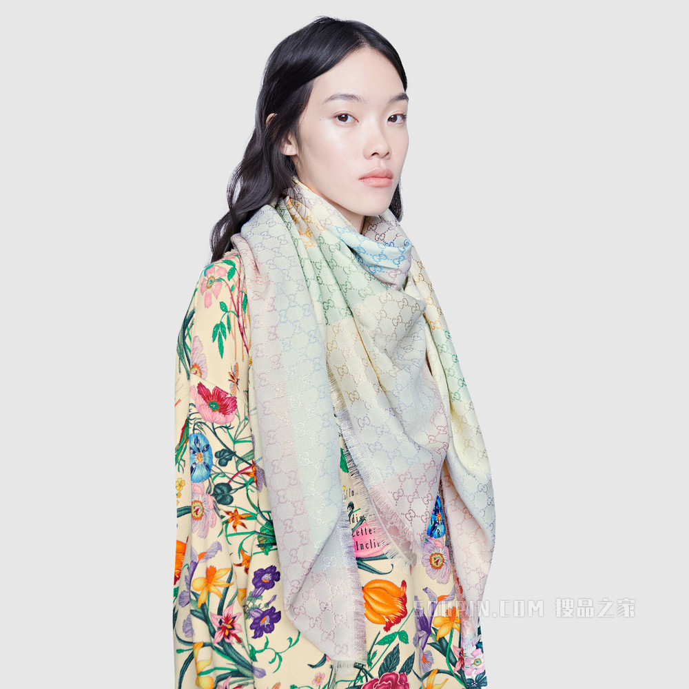 双G提花披肩 粉彩色调双G提花