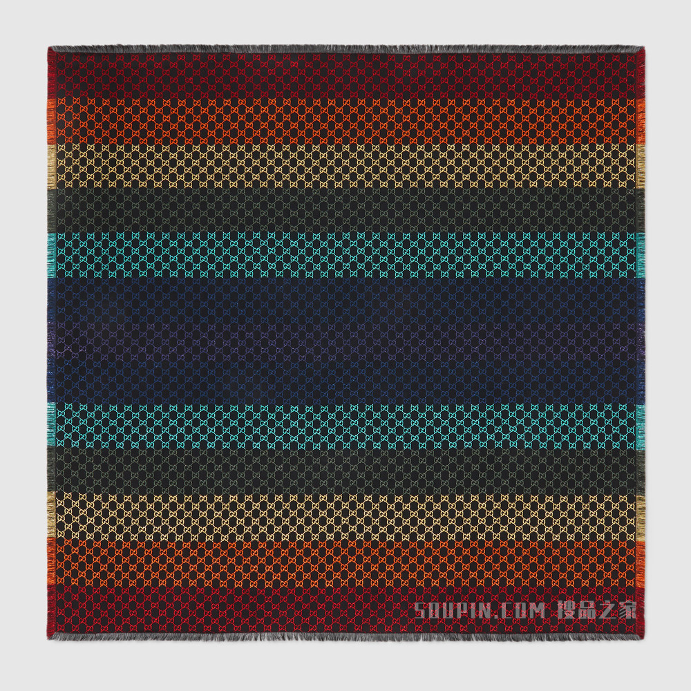 双G提花披肩 彩虹双G提花