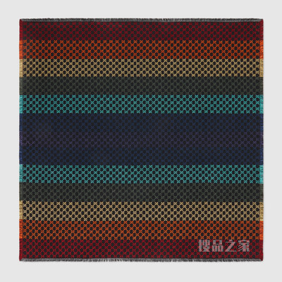 双G提花披肩 彩虹双G提花