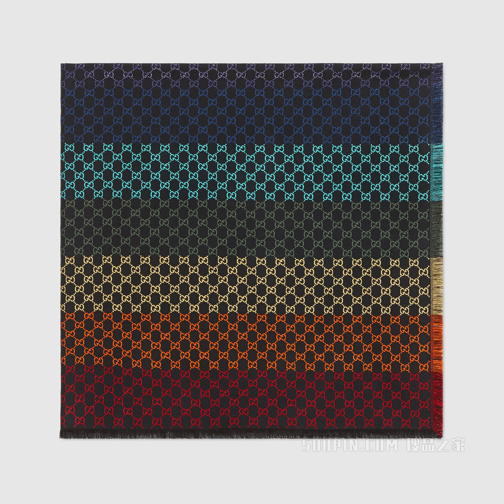 双G提花披肩 彩虹双G提花