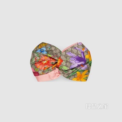 GG花卉印花真丝发带 粉色