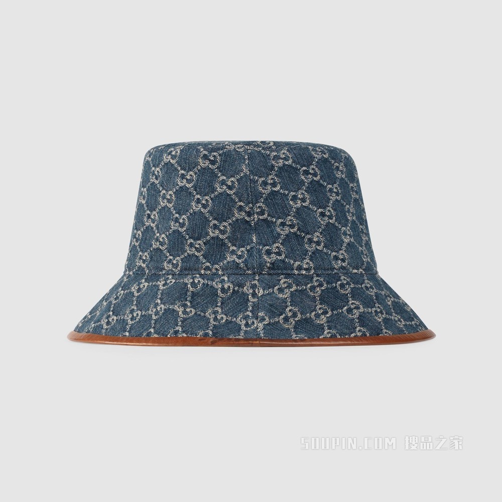 GG Denim系列GG帆布渔夫帽 蓝色