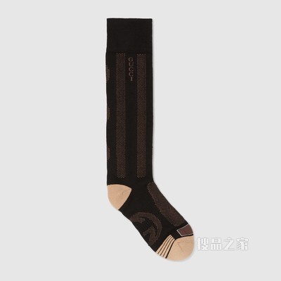 互扣式双G棉混纺袜 黑色和米色