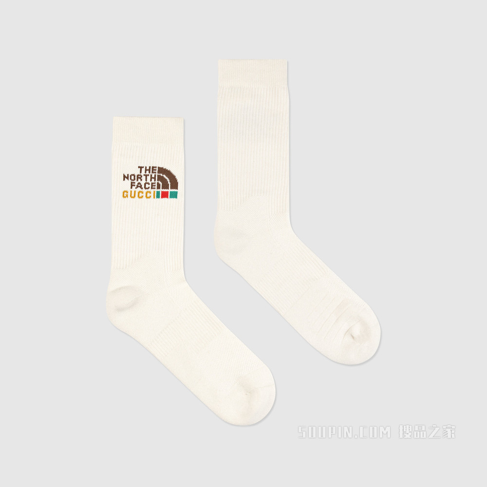 The North Face x Gucci联名系列棉袜 象牙白