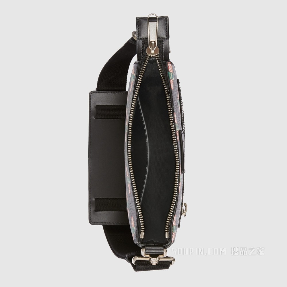 Gucci Bestiary系列邮差包,饰以蜜蜂图案 黑色GG Supreme帆布