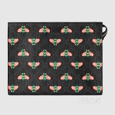 Gucci Bestiary系列手拿包 黑色GG Supreme帆布