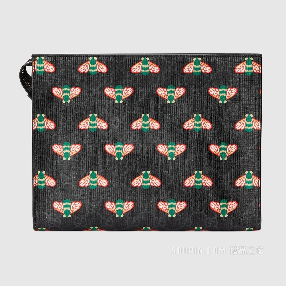 Gucci Bestiary系列手拿包 黑色GG Supreme帆布