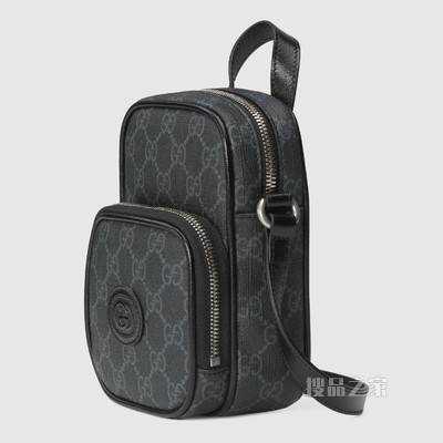 互扣式双G迷你手袋 黑色GG Supreme帆布
