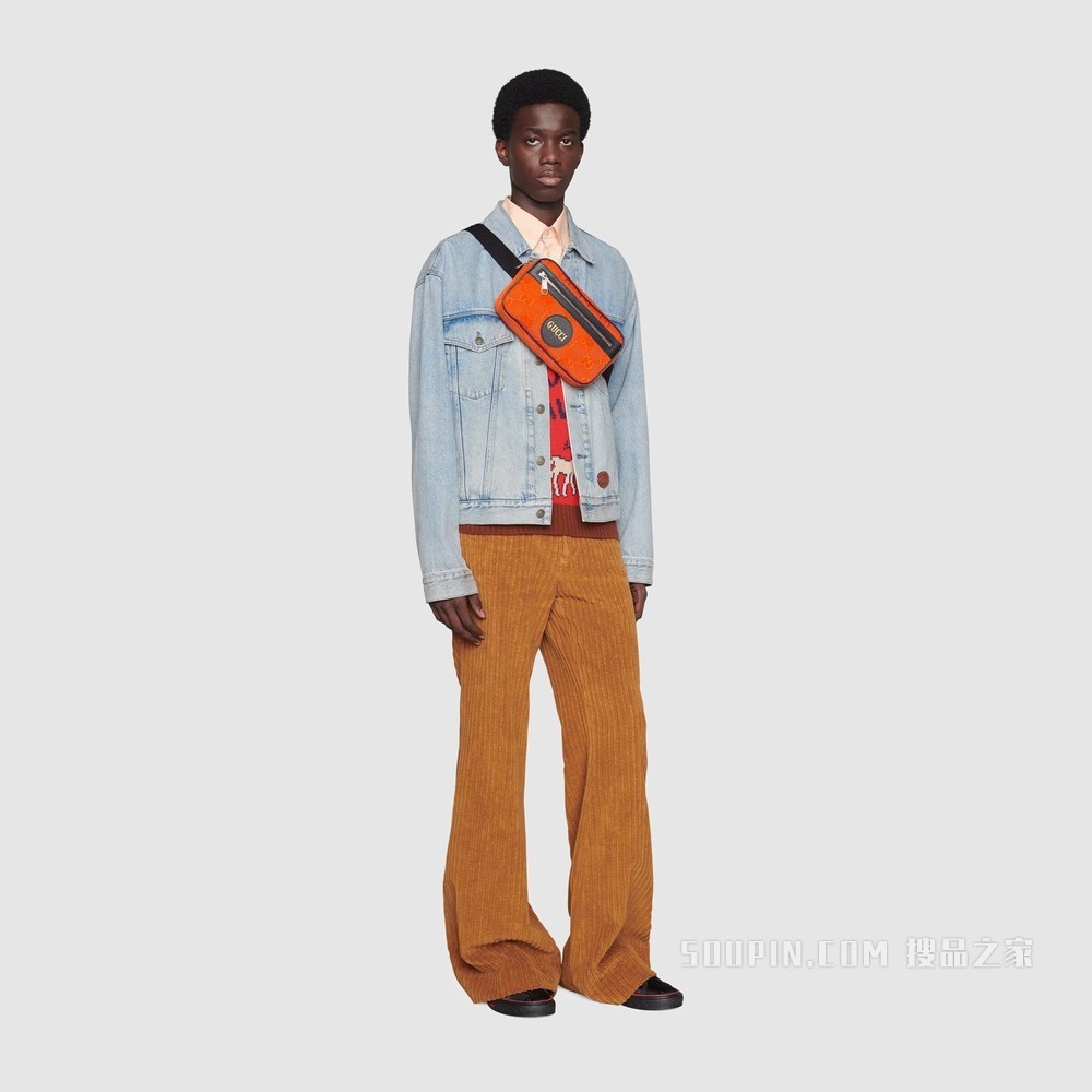 Gucci Off The Grid系列腰包 橘色GG ECONYL®