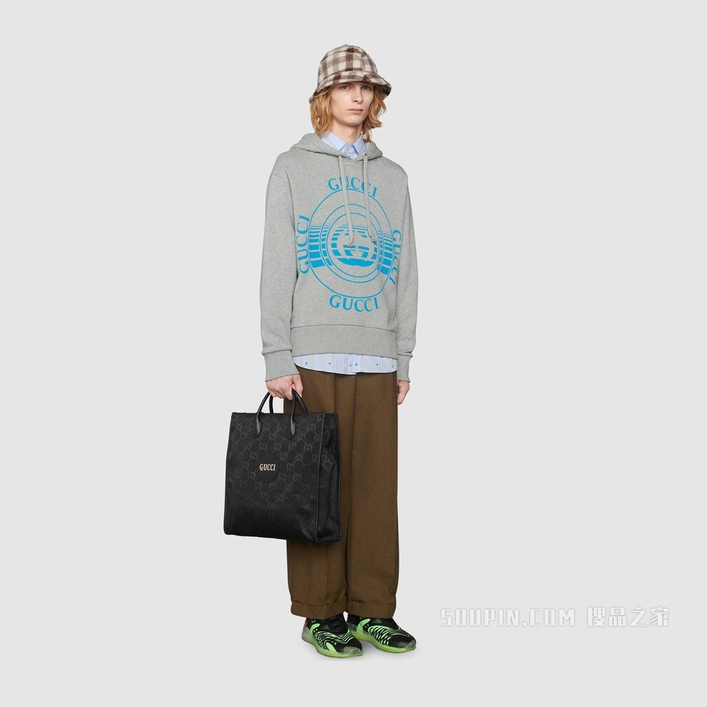 Gucci Off The Grid系列竖款托特包 黑色GG ECONYL®