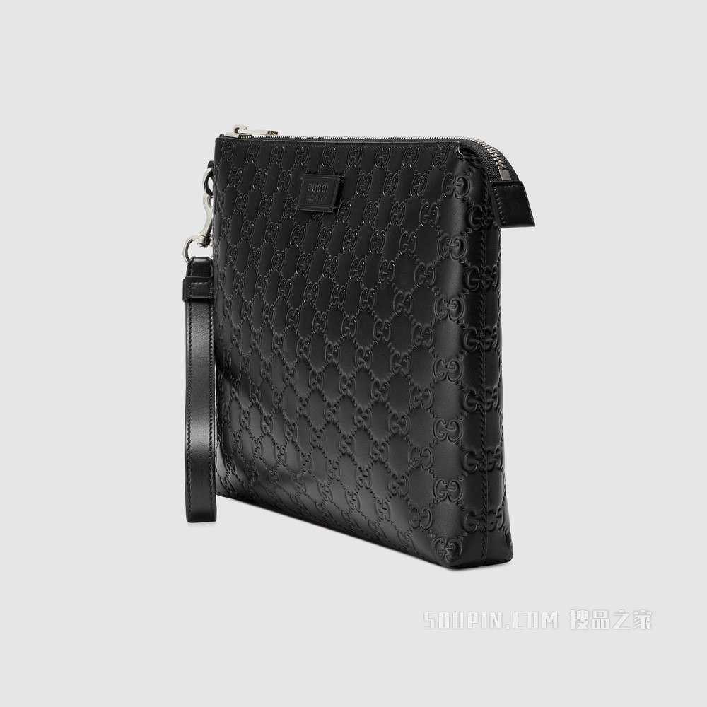 Gucci Signature柔软皮革男包 黑色Gucci Signature软皮