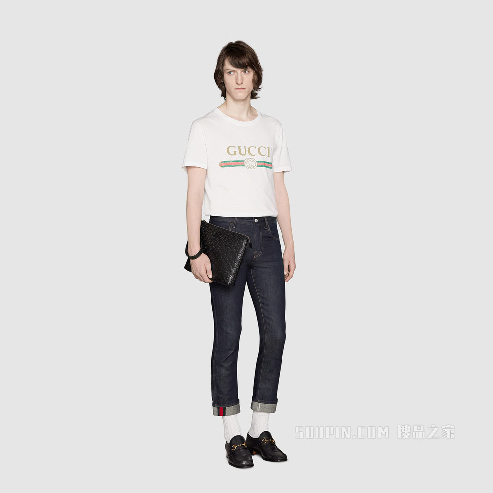 Gucci Signature柔软皮革男包 黑色Gucci Signature软皮