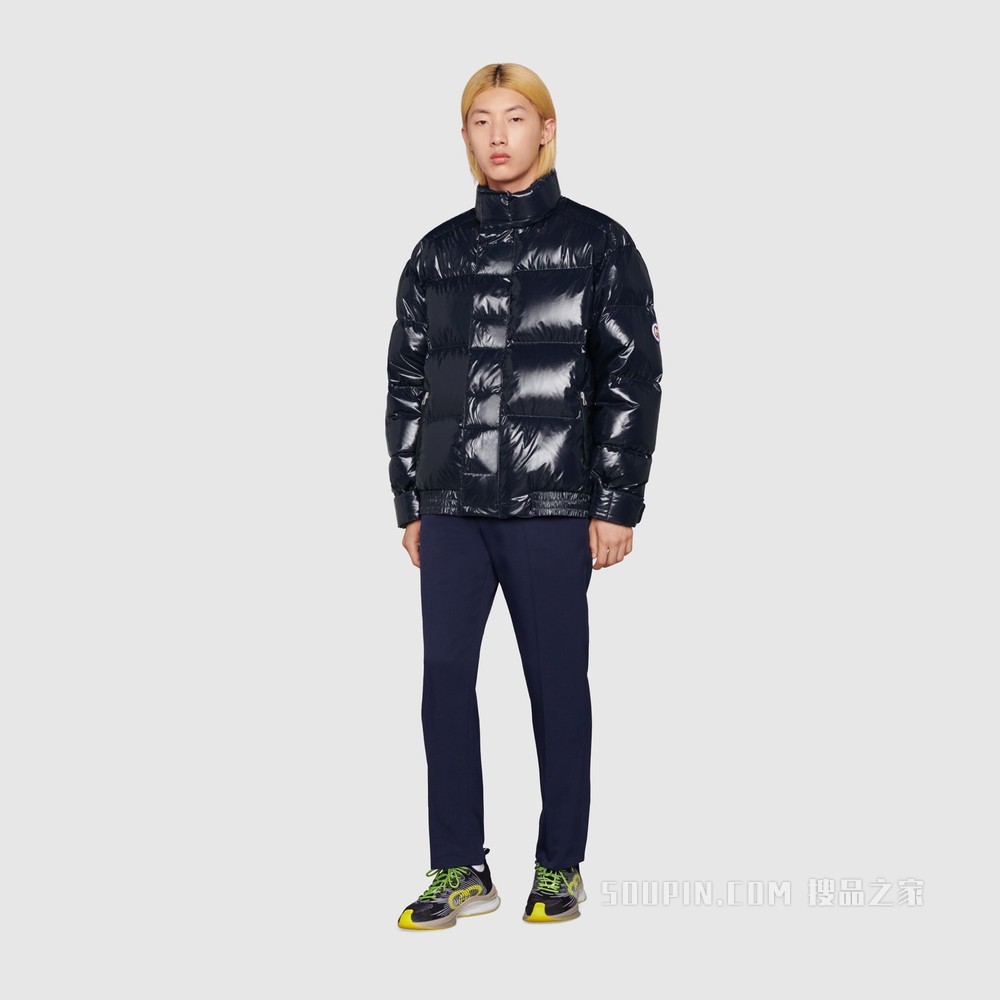 羽绒填充尼龙夹克 深蓝色