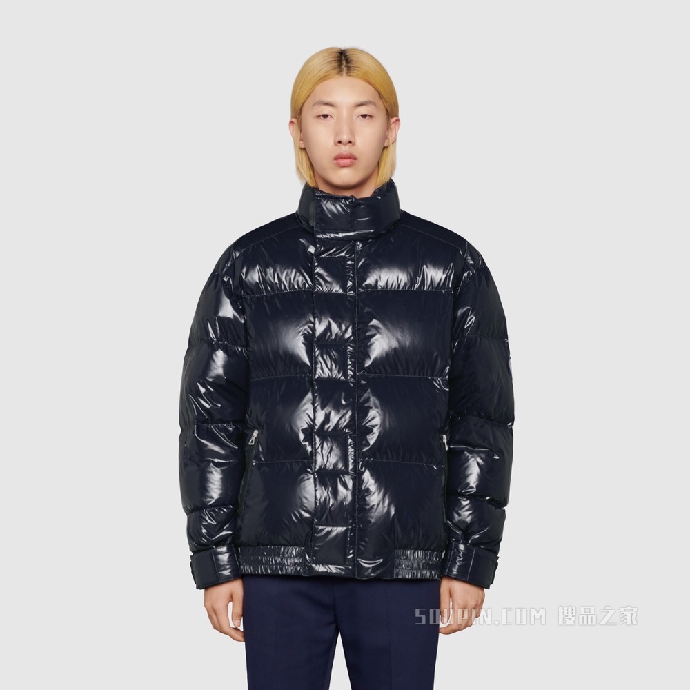 羽绒填充尼龙夹克 深蓝色