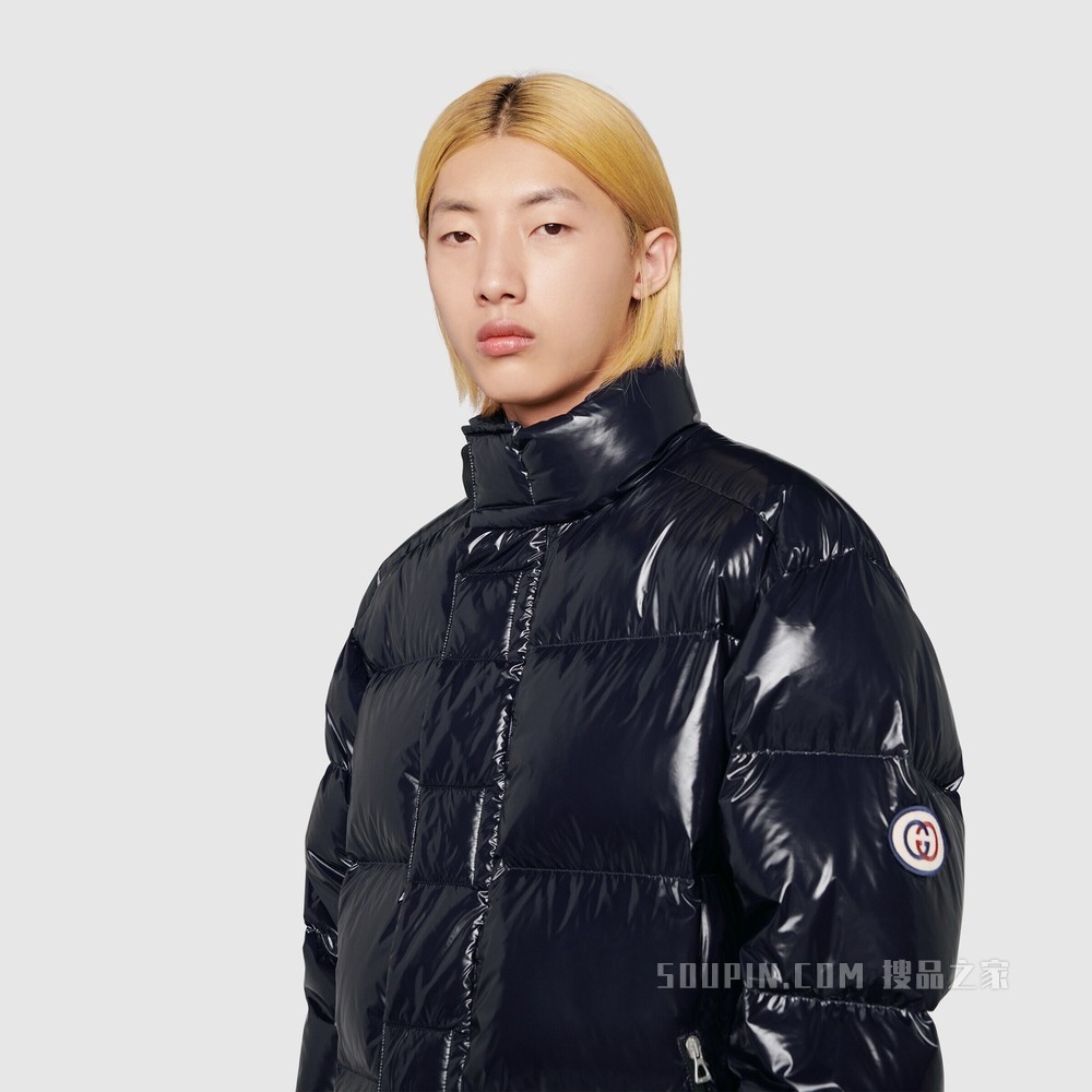 羽绒填充尼龙夹克 深蓝色