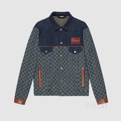 GG Denim系列夹克 深蓝色和象牙白色