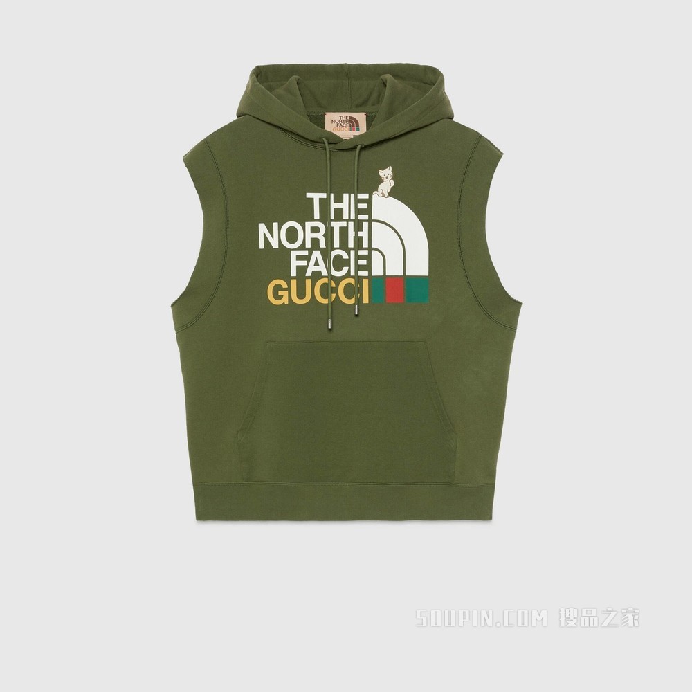 The North Face x Gucci联名系列无袖卫衣 绿色