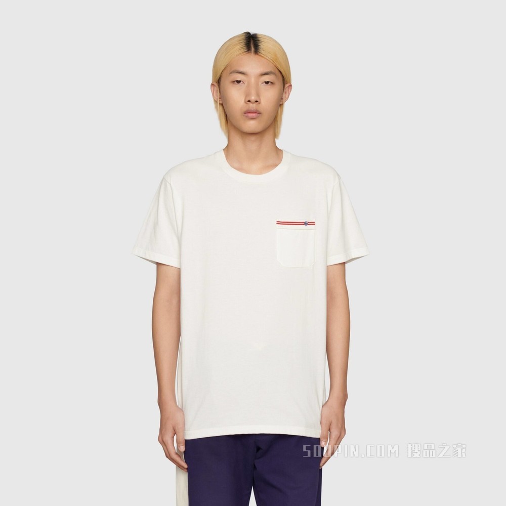 刺绣棉质T恤 白色