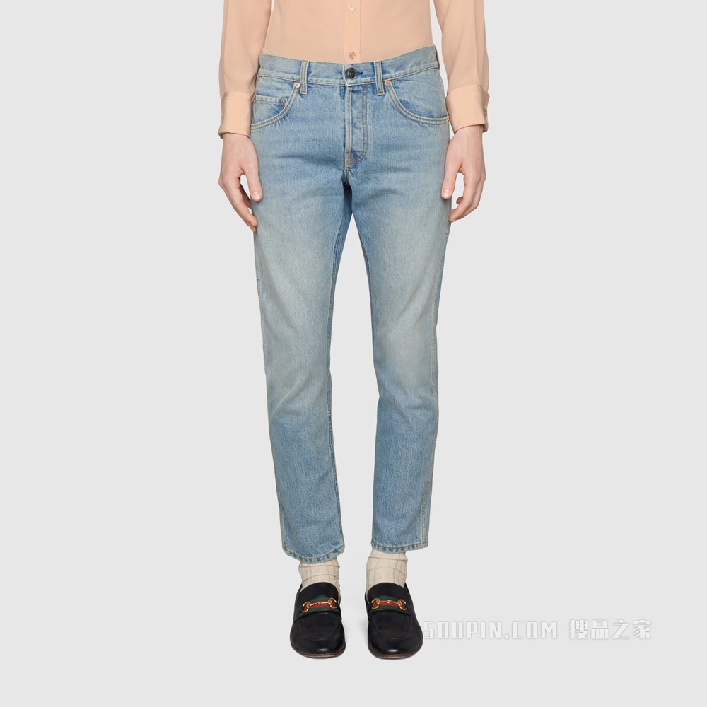 锥形牛仔裤 蓝色