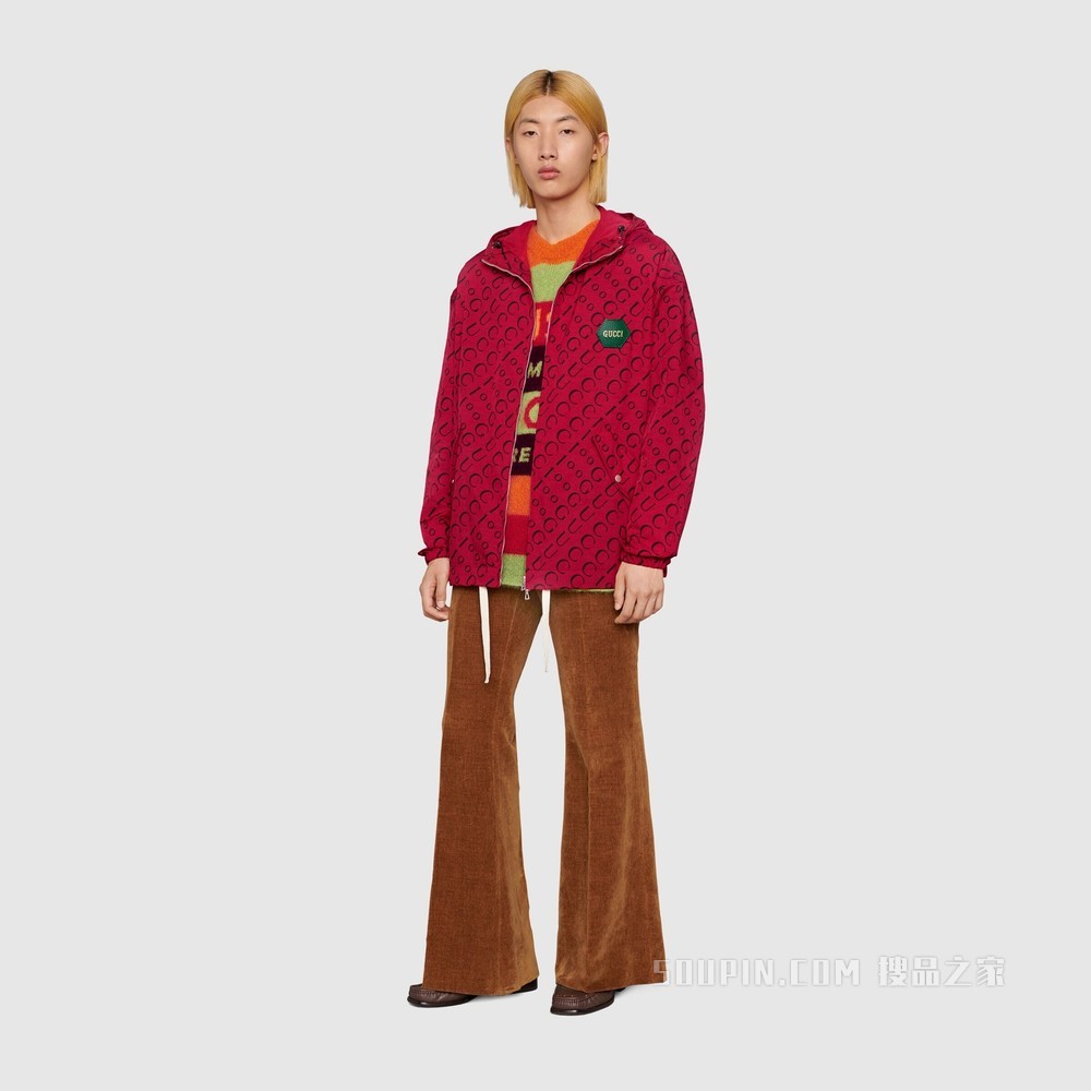 Gucci 100特别系列尼龙帆布夹克 红色