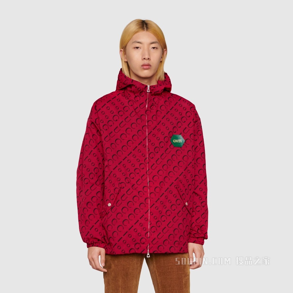 Gucci 100特别系列尼龙帆布夹克 红色