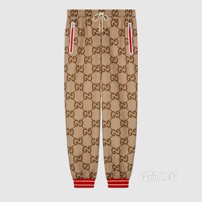 Gucci 100特别系列GG橡胶长裤 米色和乌木色