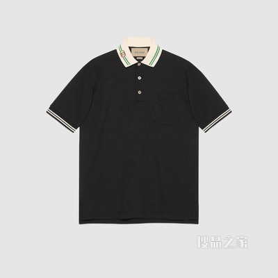 互扣式双G珠地棉Polo衫 黑色和白色