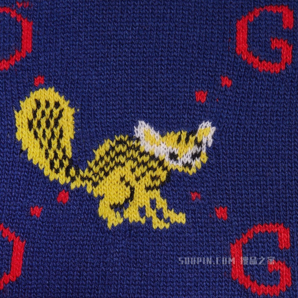 饰Freya Hartas创作的动物图案羊毛毛衣 蓝色和红色