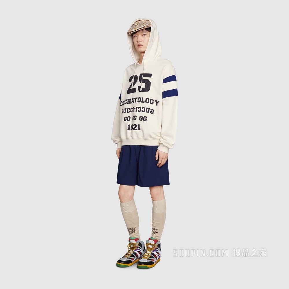 “25 Gucci”印花卫衣 白色