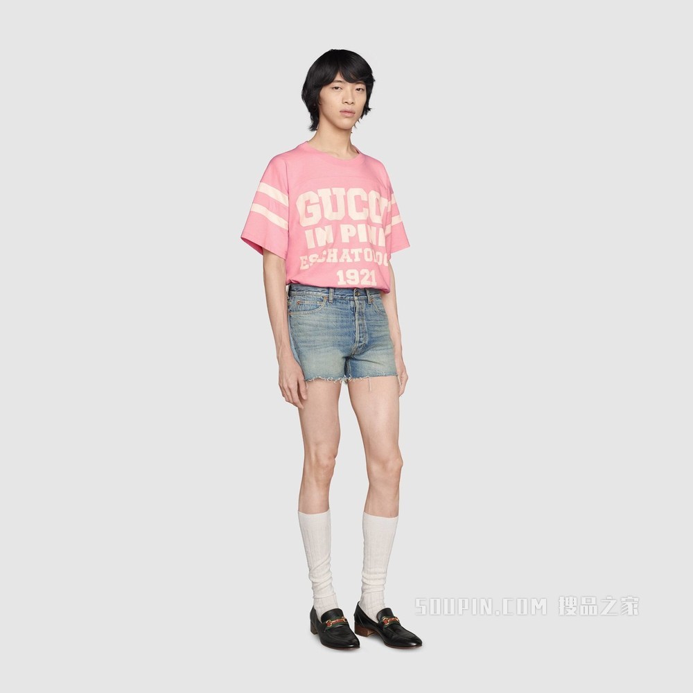 “Gucci in Pink 1921”印花T恤 浅粉色