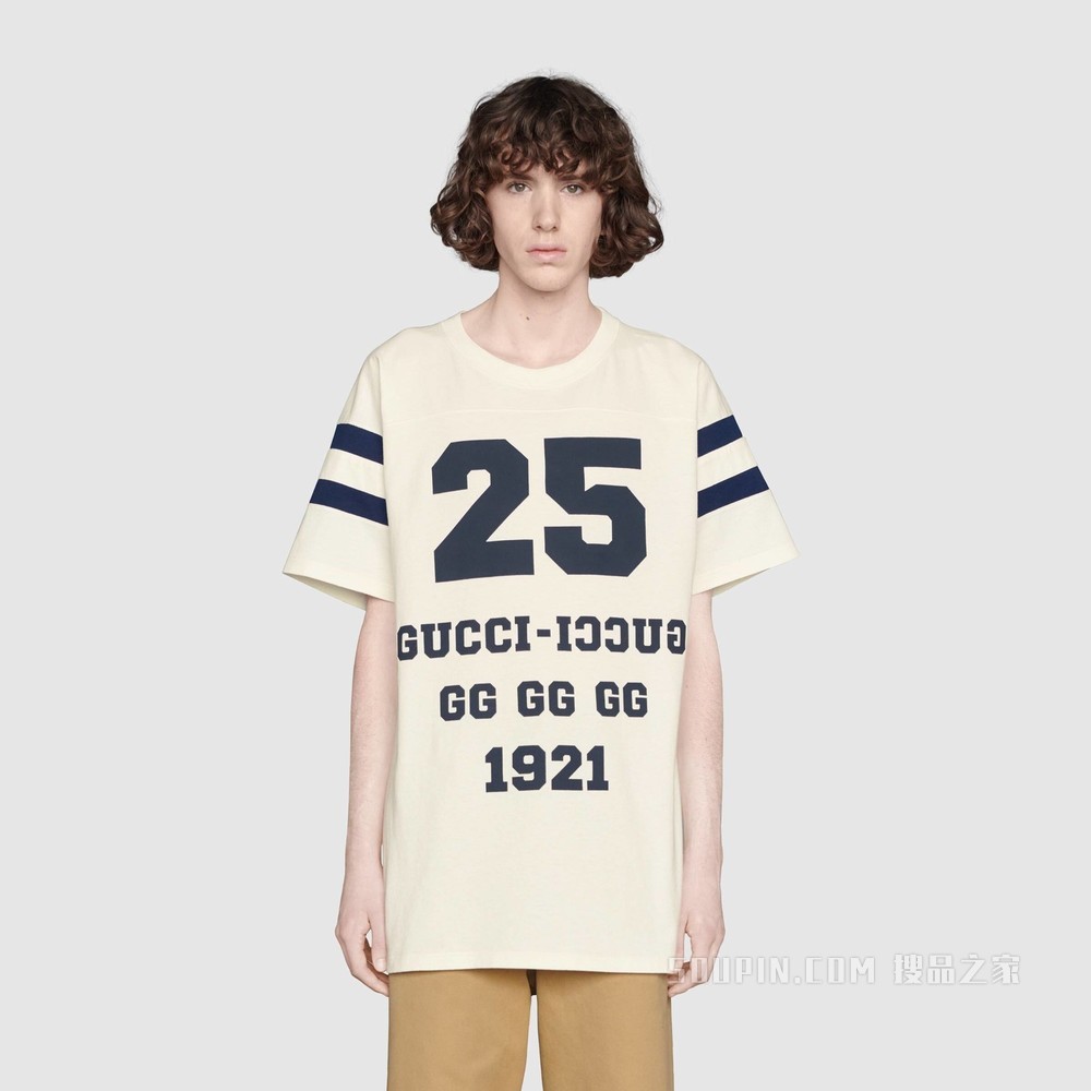 “25 Gucci”印花T恤 白色
