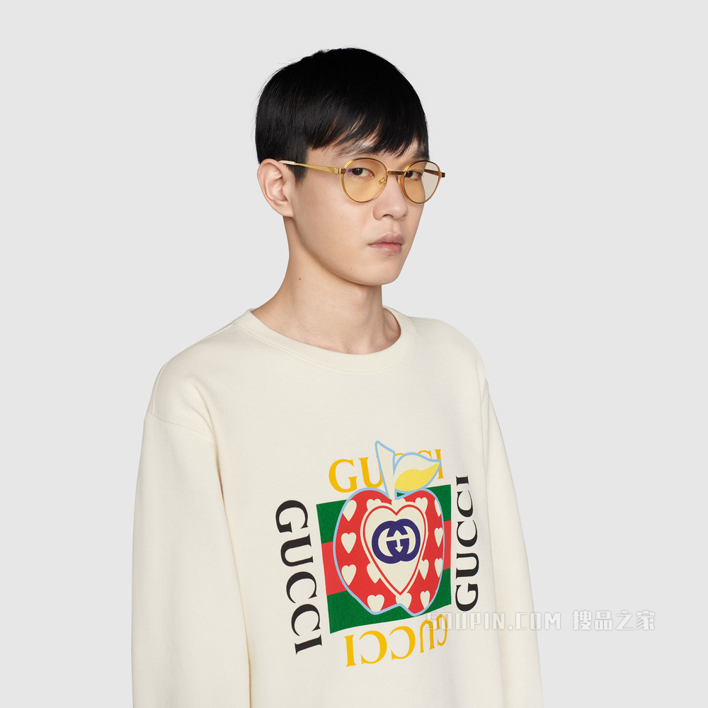 心苹果图案卫衣 米白色