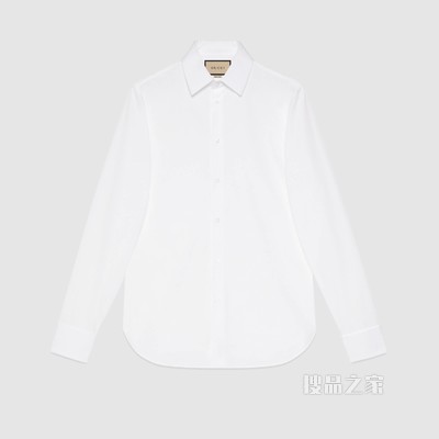 隐藏式Gucci标签棉质府绸面料衬衫 白色