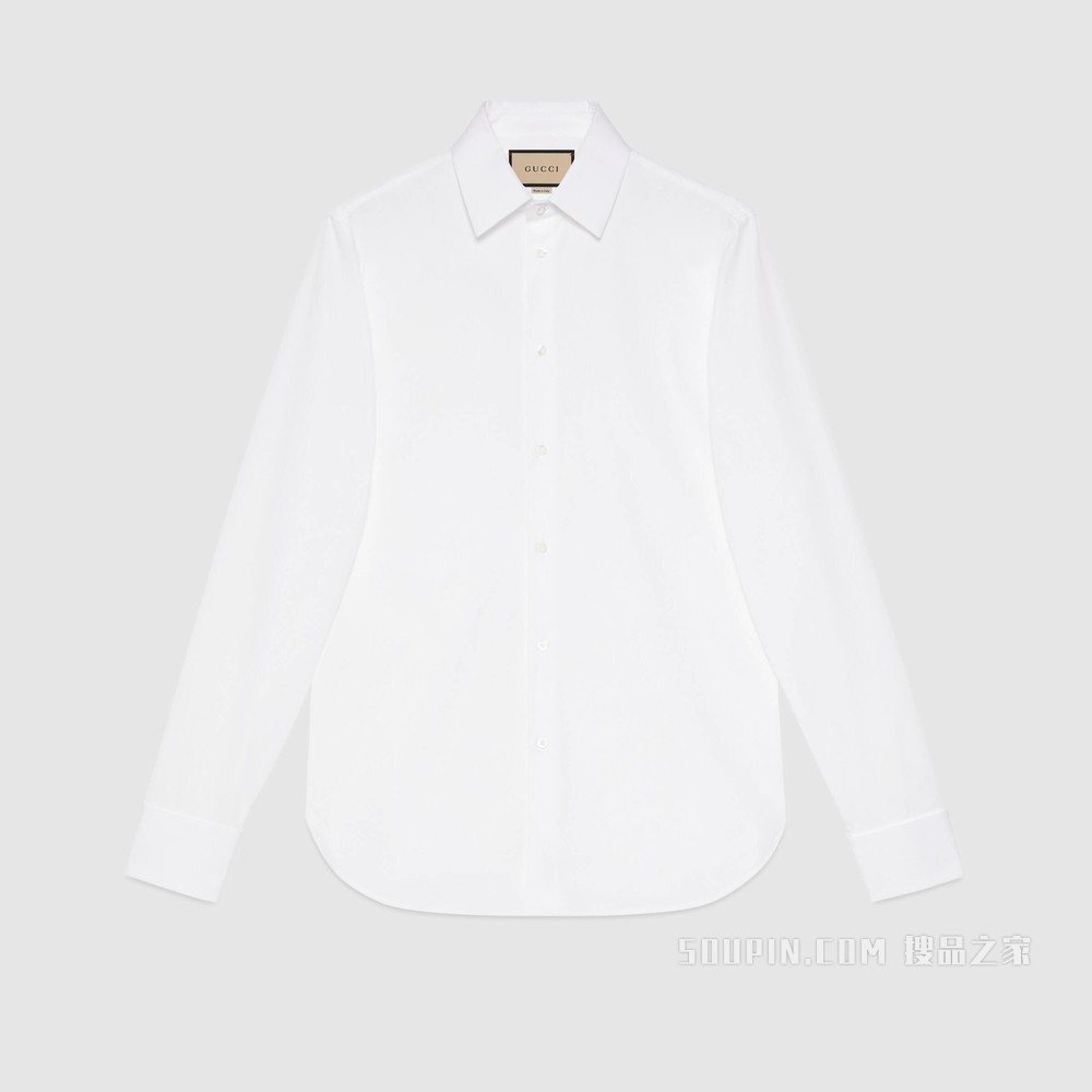 隐藏式Gucci标签棉质府绸面料衬衫 白色