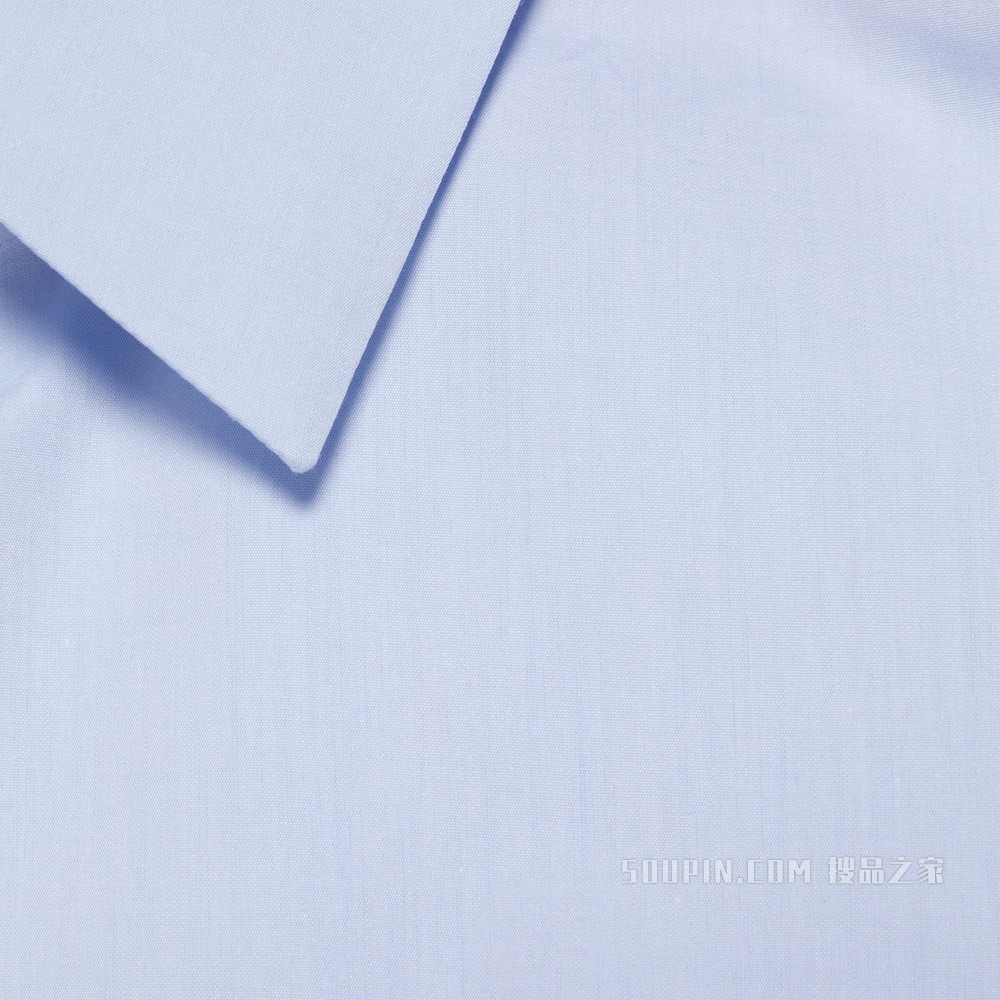 饰标签棉质府绸衬衫 浅蓝色