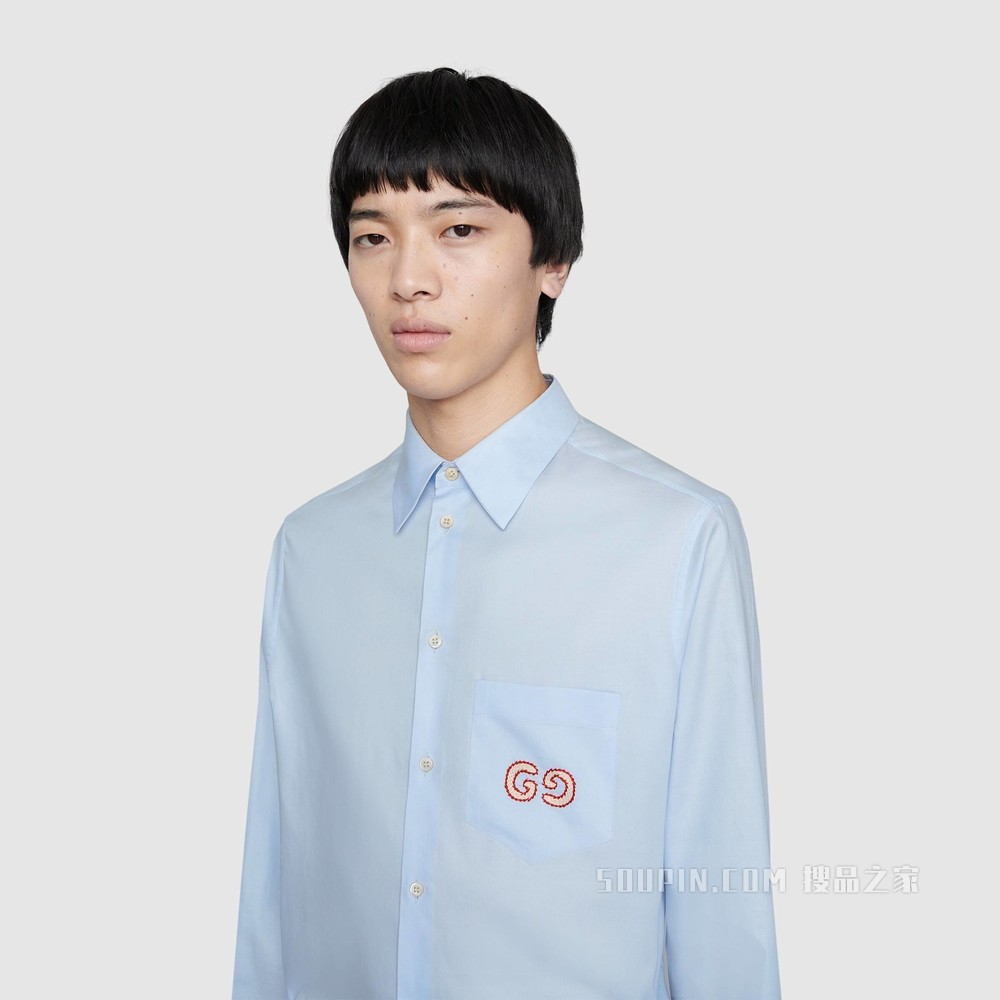 GG 牛津棉衬衫 浅蓝色棉布