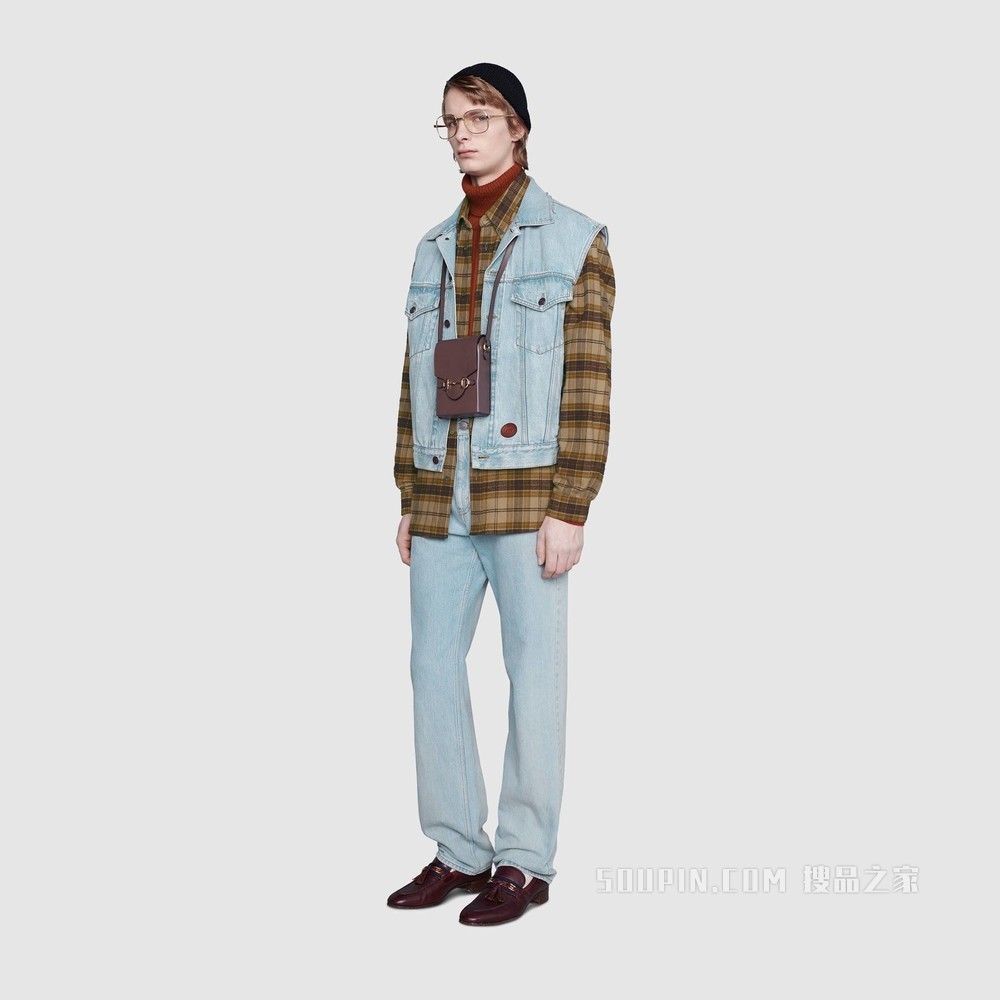 石磨漂白常规版型牛仔裤 浅蓝色