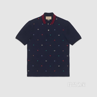 标志刺绣 Polo 衫 海军蓝棉布