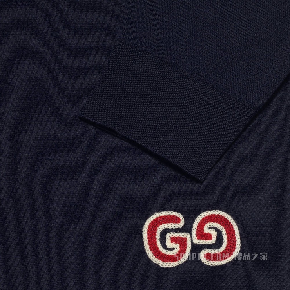 饰GG羊毛毛衣 海军蓝羊毛