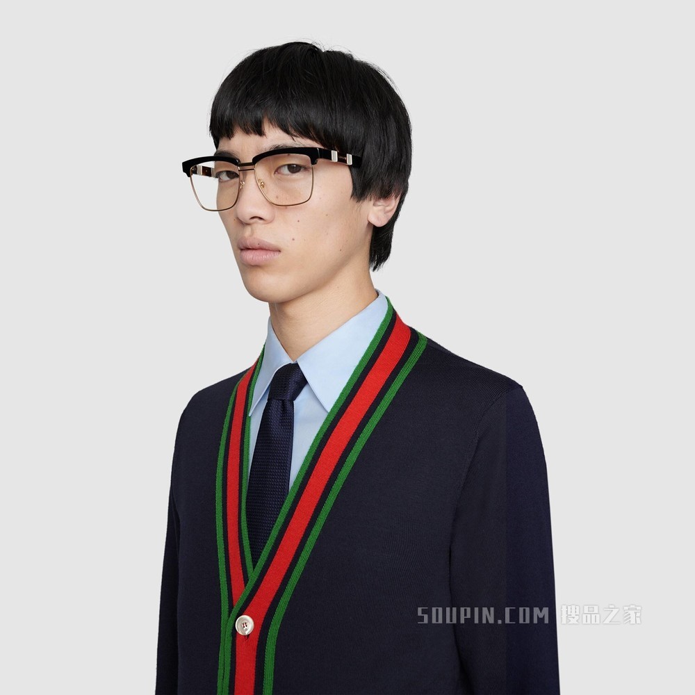 羊毛针织开衫 深蓝色羊毛